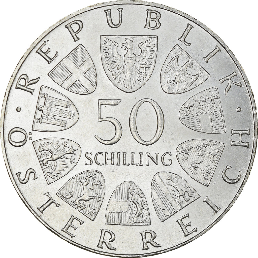 Moneta, Austria, 50 Schilling, 1972, MS(63), Srebro, KM:2913