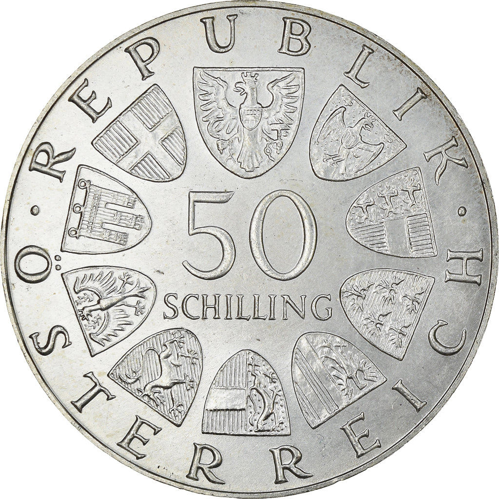 Moneta, Austria, 50 Schilling, 1972, MS(64), Srebro, KM:2914