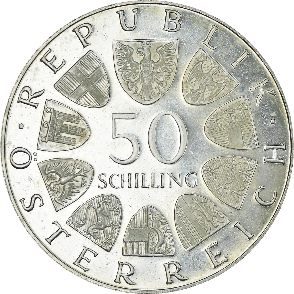 Moneta, Austria, 50 Schilling, 1972, Proof, MS(64), Srebro, KM:2914