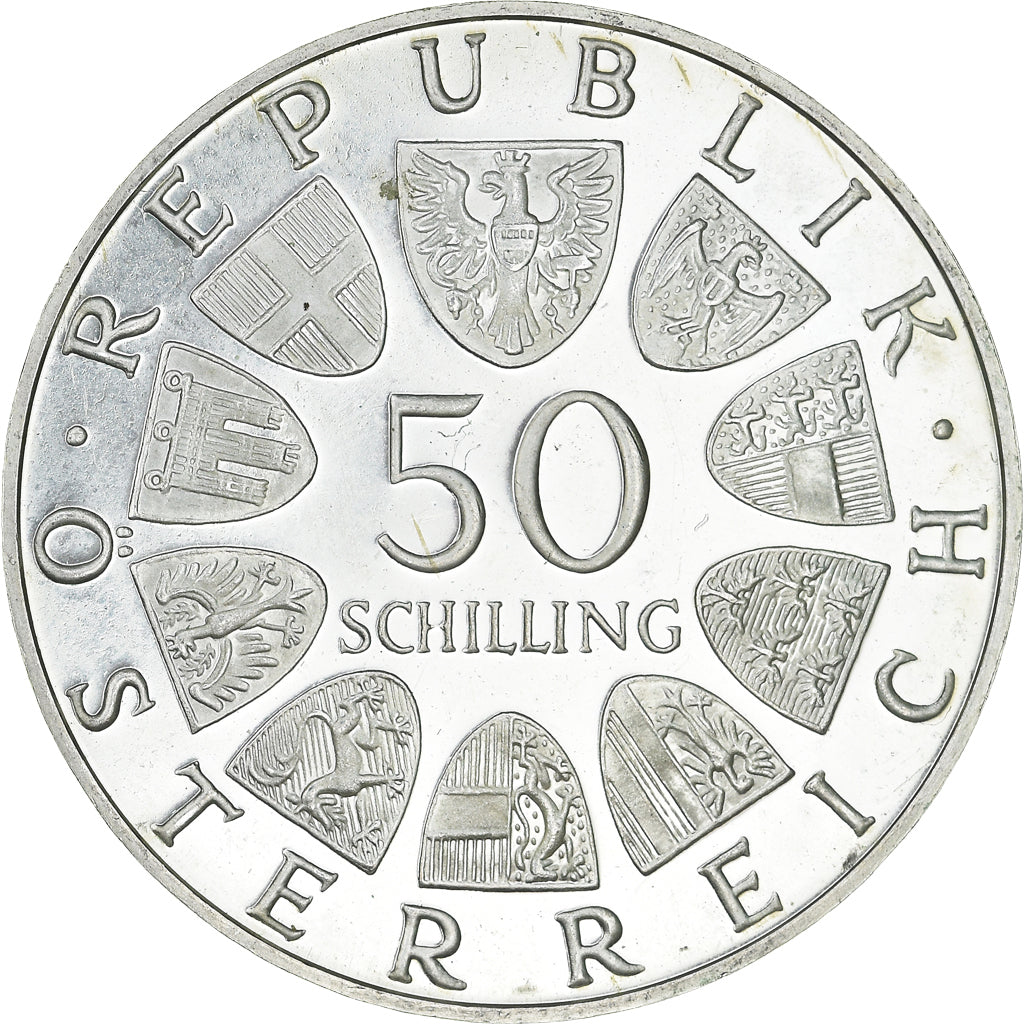 Moneta, Austria, 50 Schilling, 1971, Proof, MS(64), Srebro, KM:2911