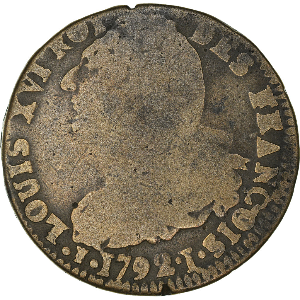 Moneta, Francja, 2 sols françois, 2 Sols, 1792, Limoges, VF(20-25), Brązowy