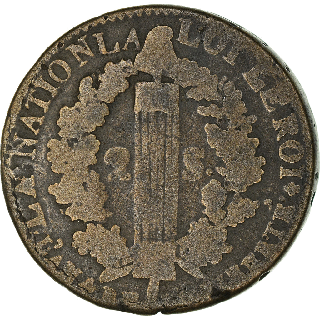 Moneta, Francja, 2 sols françois, 2 Sols, 1792, Limoges, VF(20-25), Brązowy