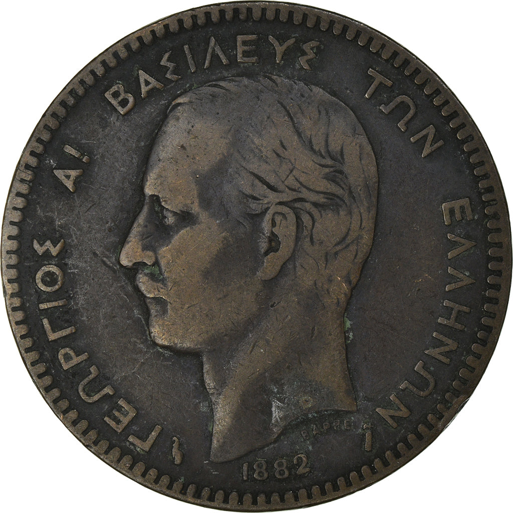 Coin, Greece, George I, 10 Lepta, 1882, VF(30-35), Copper, KM:55