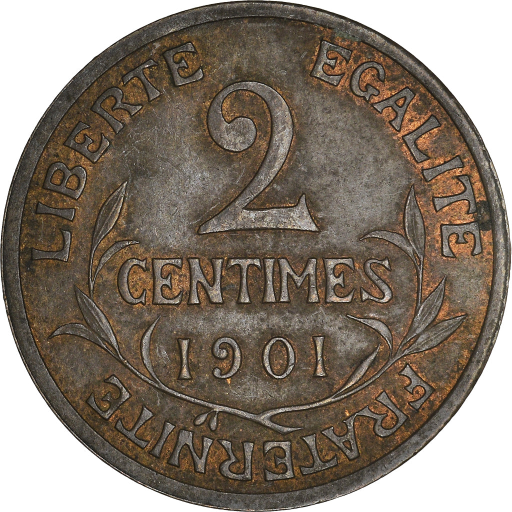 Moeda, França, Dupuis, 2 Centimes, 1901, Paris, AU(55-58), Bronze, KM:841