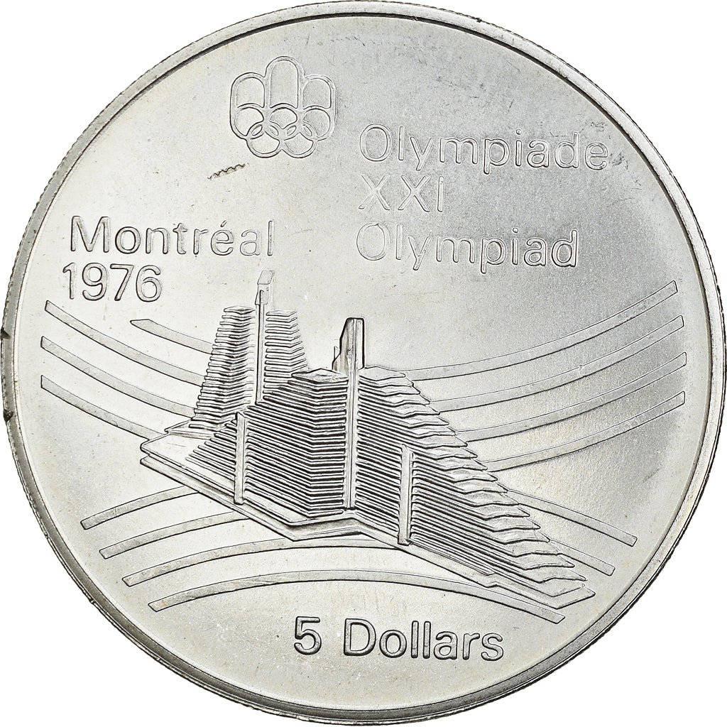 Coin, Canada, Elizabeth II, Olympic village, 5 Dollars, 1976, MS(60-62), Silver
