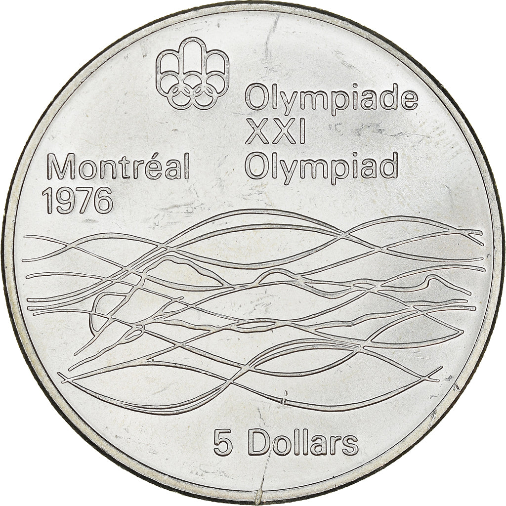 Coin, Canada, Elizabeth II, Swimming, 5 Dollars, 1975, MS(63), Silver, KM:100
