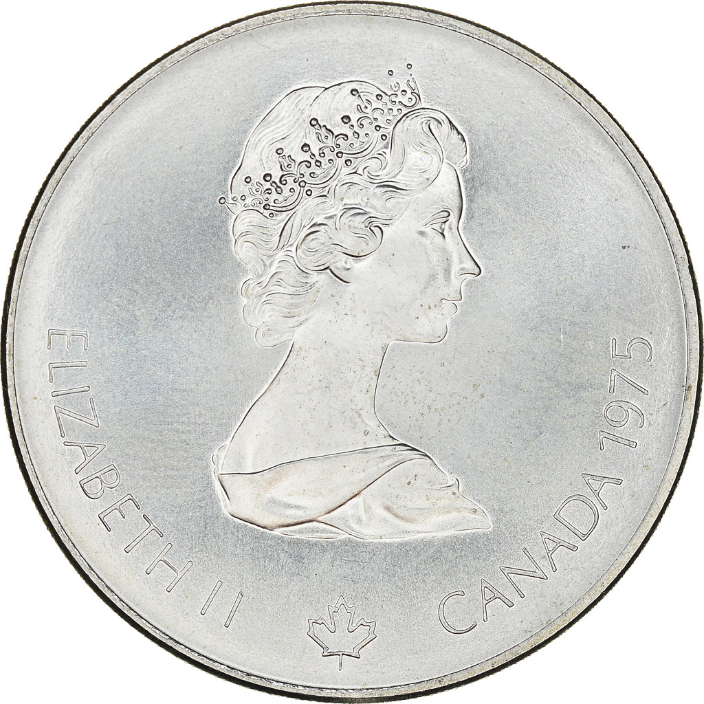 Münze, Kanada, Elizabeth II, Swimming, 5 Dollars, 1975, UNZ, Silber, KM:100