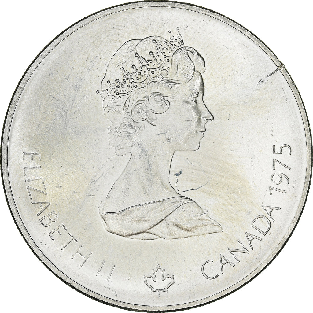 Münze, Kanada, Elizabeth II, Platform Diver, 5 Dollars, 1975, UNZ, Silber
