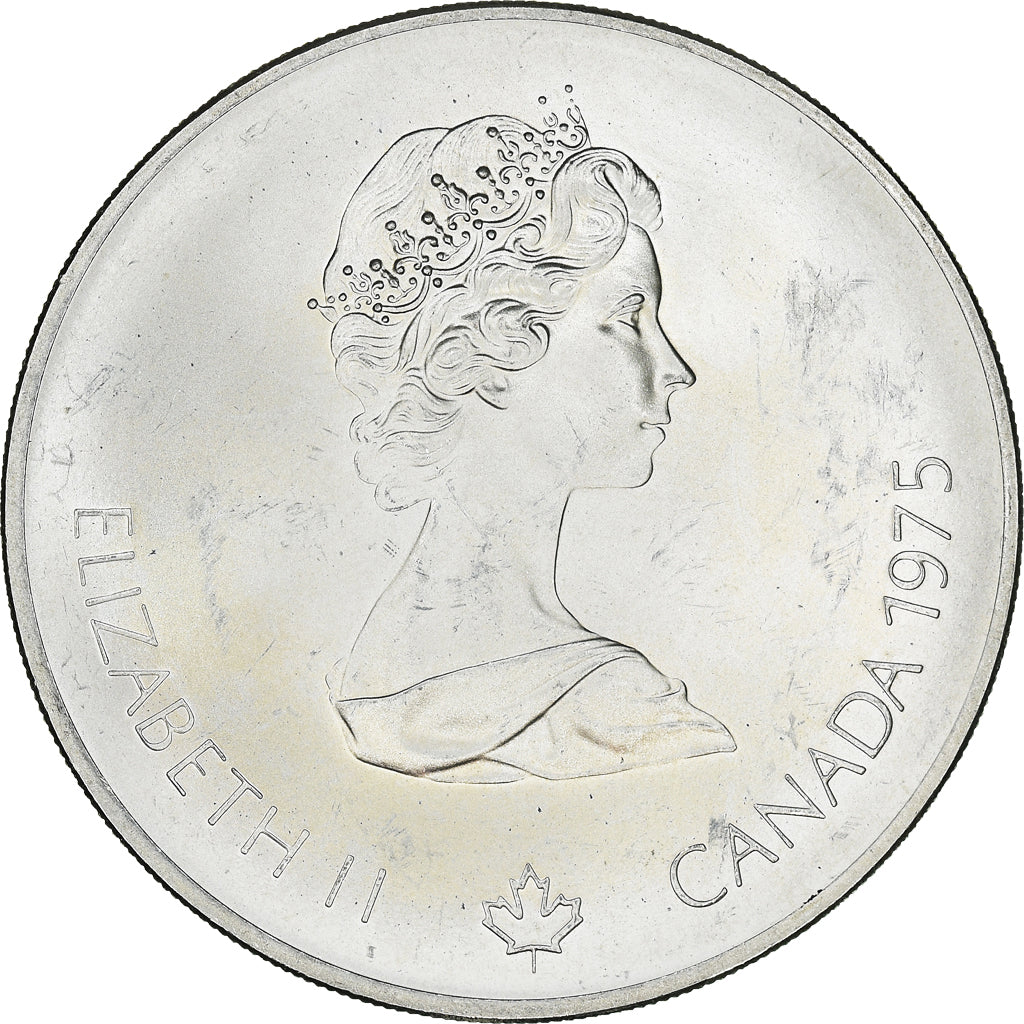 Münze, Kanada, Elizabeth II, Platform Diver, 5 Dollars, 1975, UNZ, Silber
