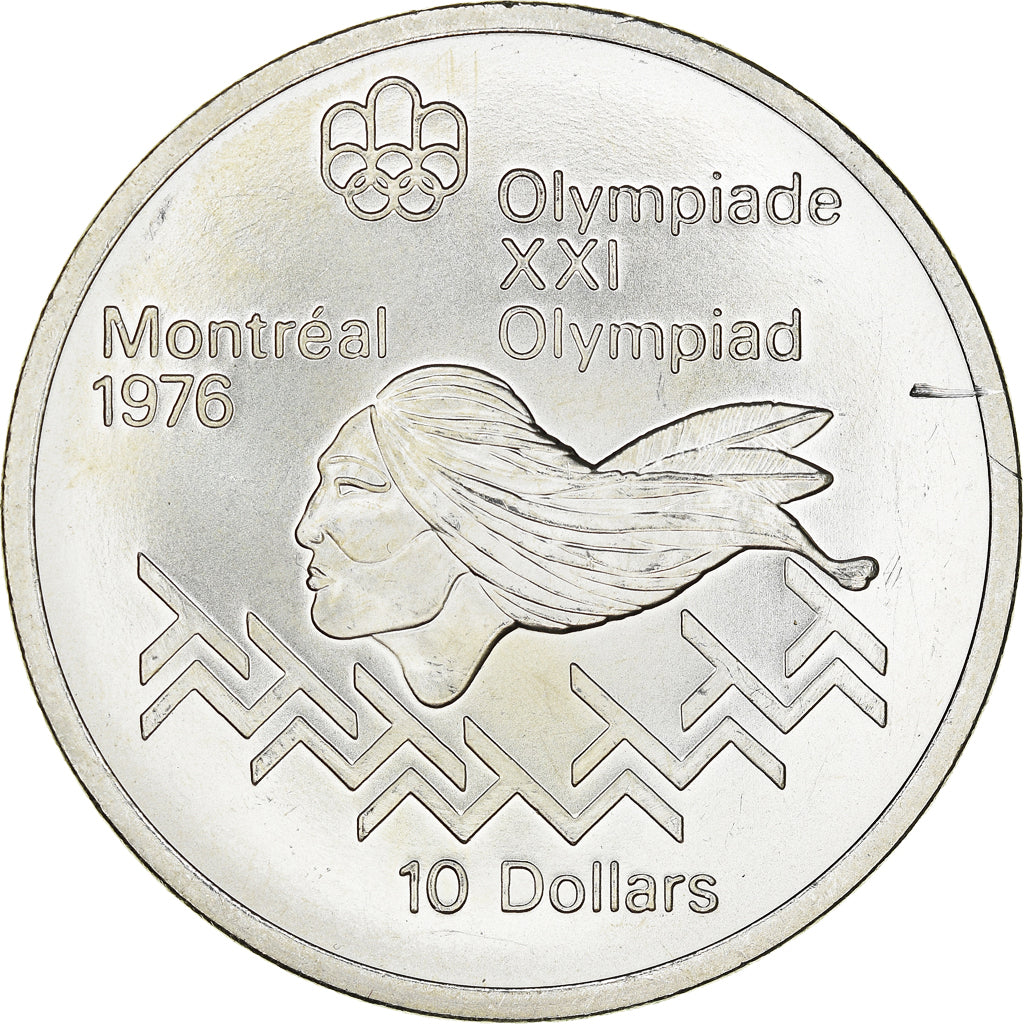 Münze, Kanada, Olympic Games - Hurdles, 10 Dollars, 1975, UNZ, Silber