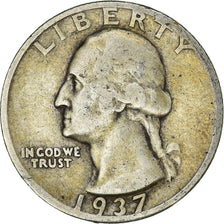 Monnaie, États-Unis, Washington Quarter, Quarter, 1937, U.S. Mint, Denver, TB