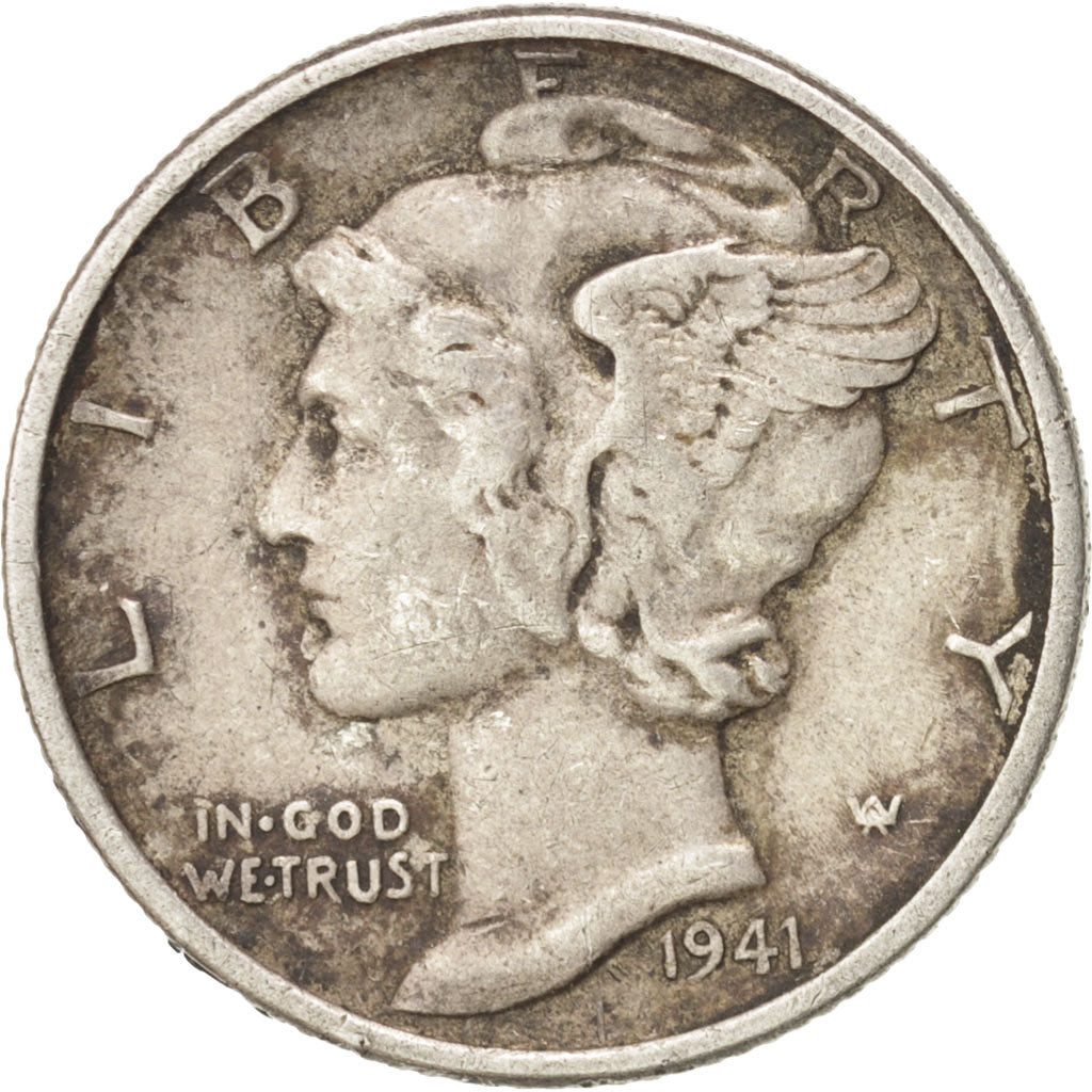 Coin, United States, Mercury Dime, Dime, 1941, U.S. Mint, Philadelphia