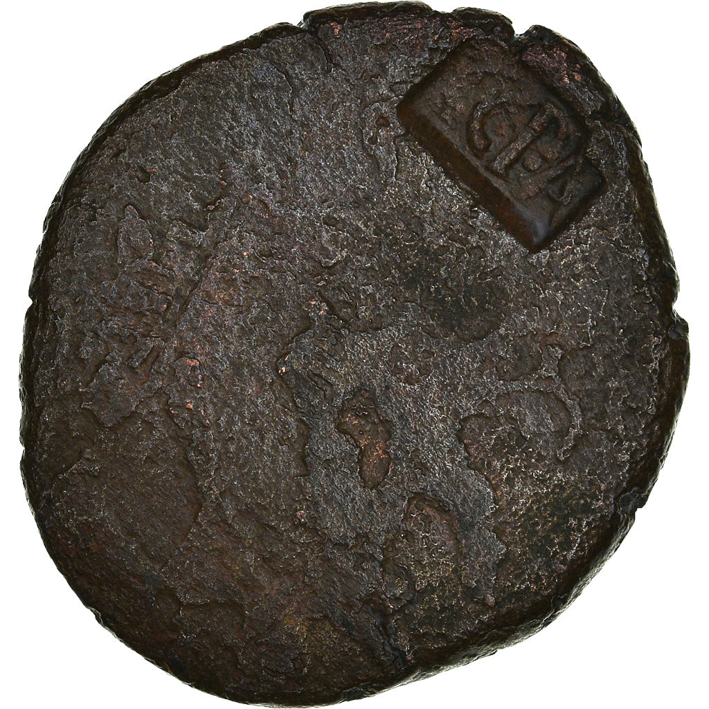 Coin, Augustus, As, Lyon - Lugdunum, Countermark, VF(20-25), Bronze, RIC:245