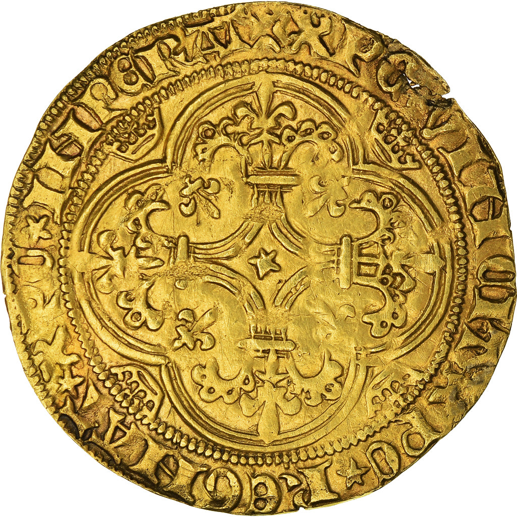Moneta, Francia, Charles VI, Ecu d'or, BB+, Oro, Duplessy:369