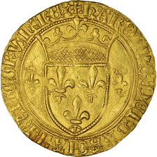 Moneta, Francia, Charles VII, Ecu d'or, Cremieu, BB+, Oro, Duplessy:511