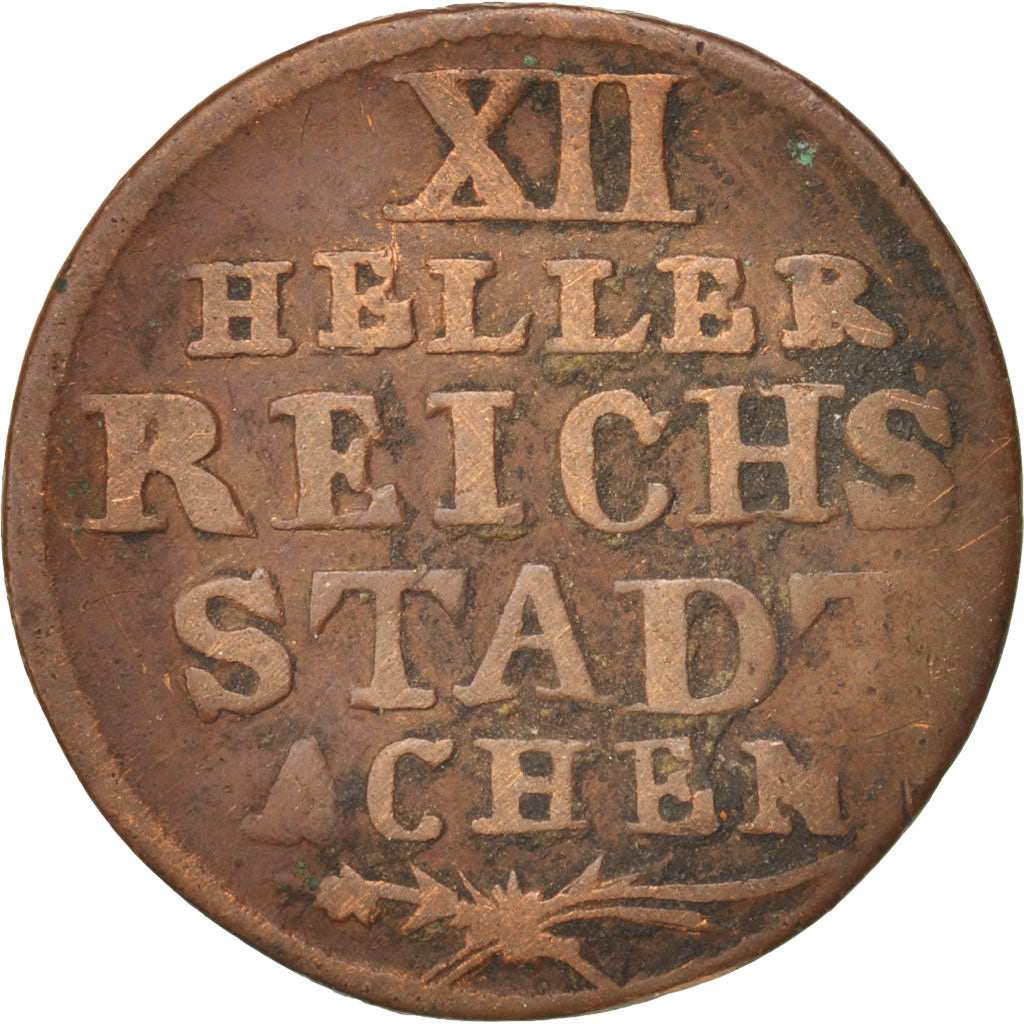 German States, AACHEN, 12 Heller, 1791, VF(20-25), Copper, KM:51