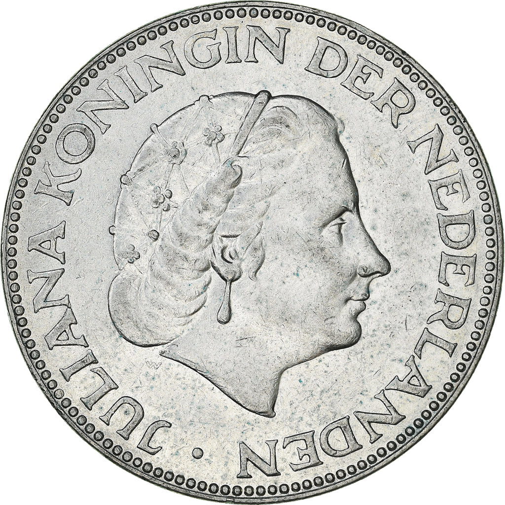 Coin, Netherlands, Juliana, 2-1/2 Gulden, 1959, AU(50-53), Silver, KM:185