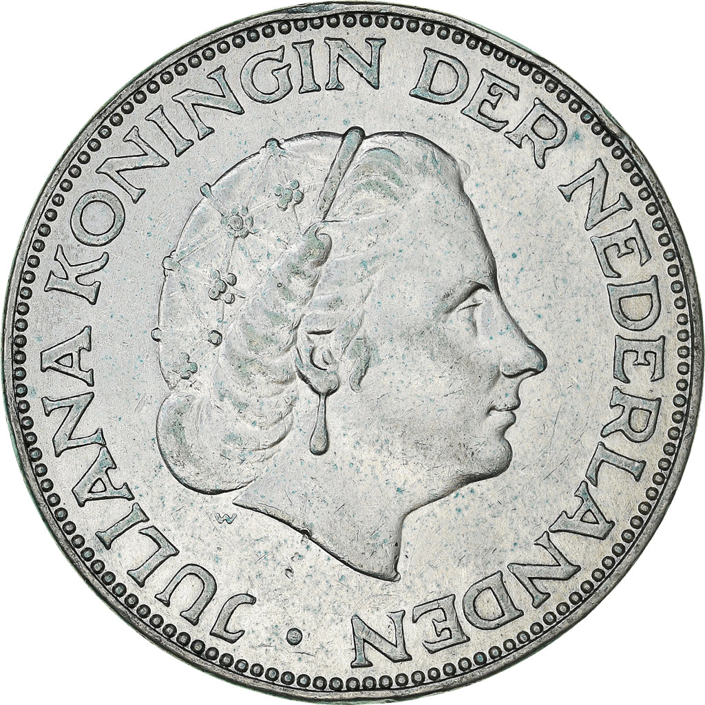 Coin, Netherlands, Juliana, 2-1/2 Gulden, 1959, AU(50-53), Silver, KM:185
