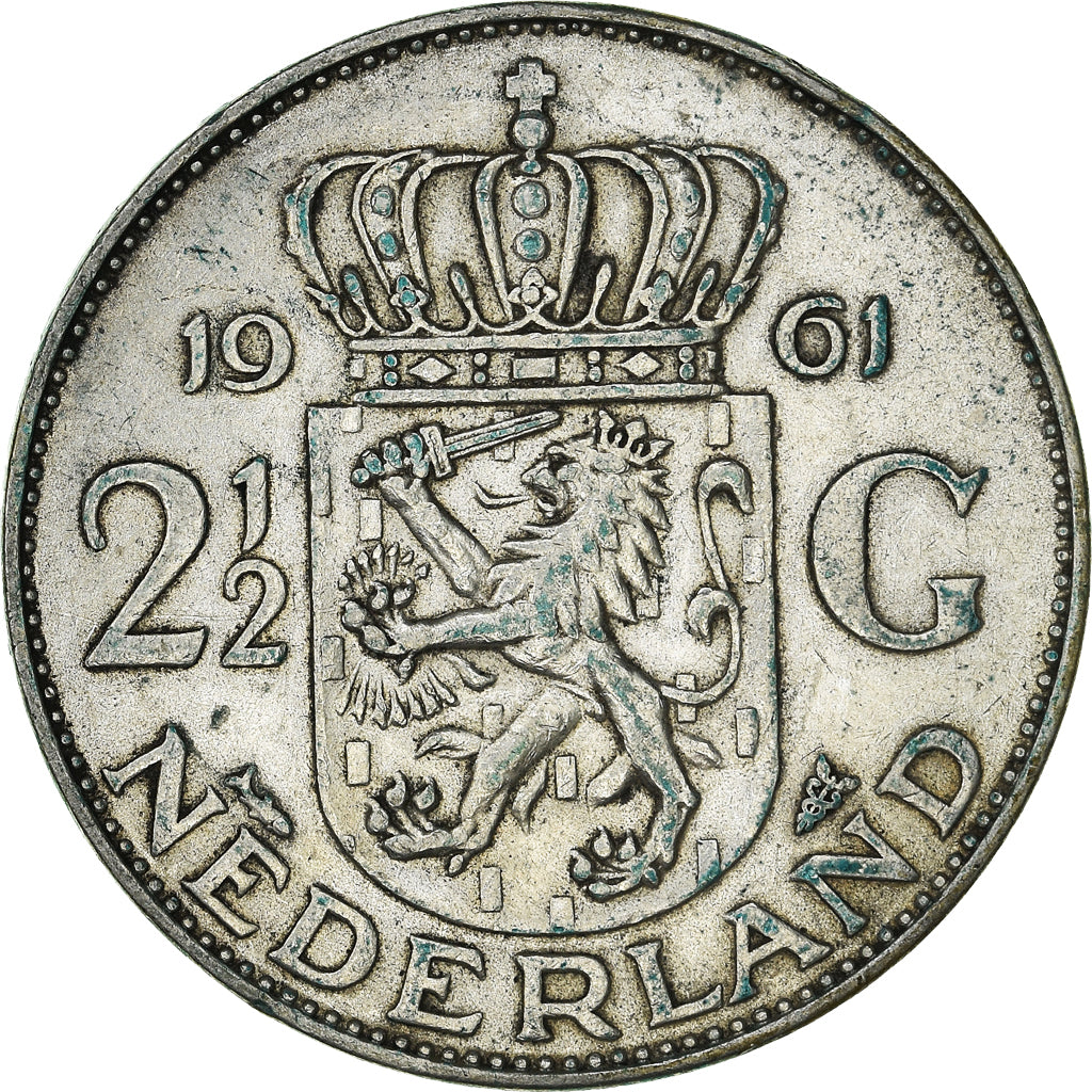 Monnaie, Pays-Bas, Juliana, 2-1/2 Gulden, 1961, TTB, Argent, KM:185