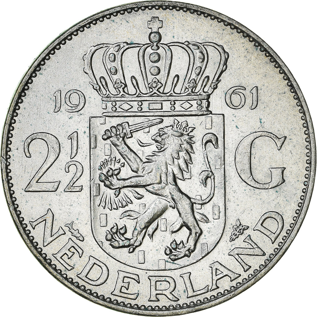 Moneta, Paesi Bassi, Juliana, 2-1/2 Gulden, 1961, BB, Argento, KM:185