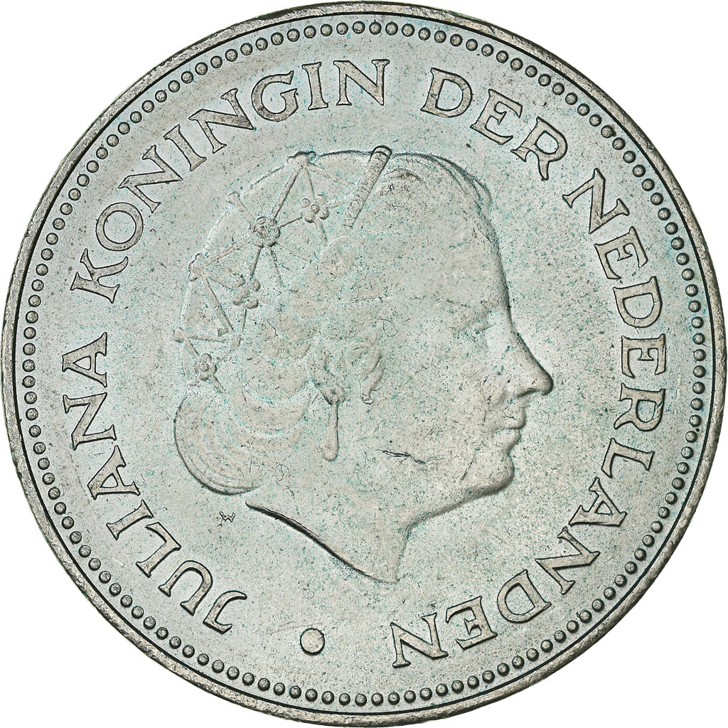 Coin, Netherlands, Juliana, 10 Gulden, 1970, MS(60-62), Silver, KM:195
