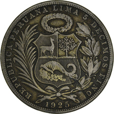 Moneta, Peru, Sol, 1925, Philadelphia, EF(40-45), Srebro, KM:218.1