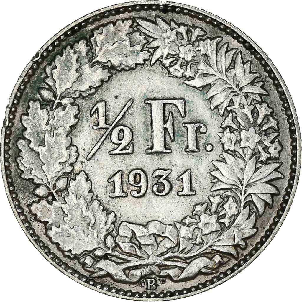 Moneta, Svizzera, 1/2 Franc, 1931, Bern, BB+, Argento, KM:23