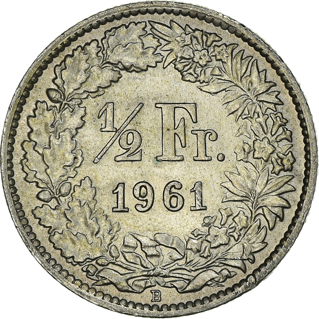 Münze, Schweiz, 1/2 Franc, 1961, Bern, UNZ, Silber, KM:23