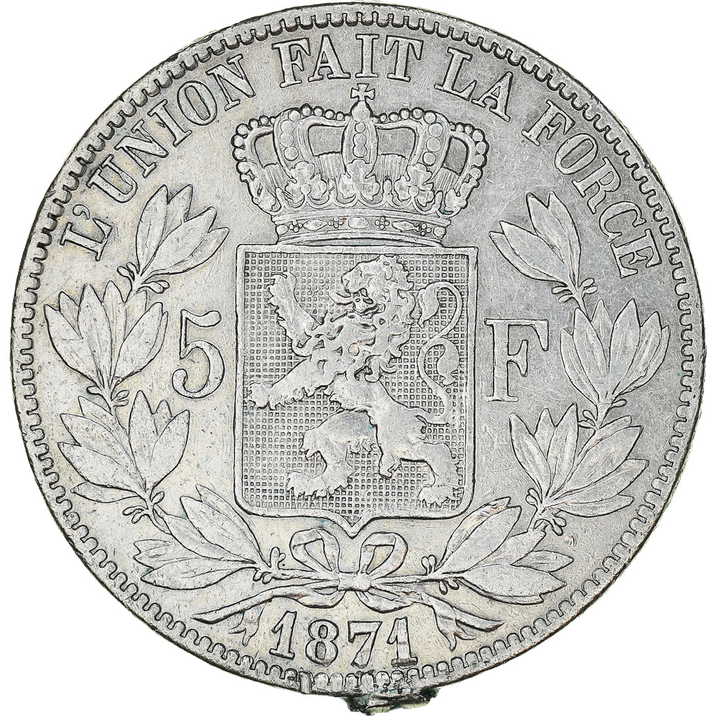 Coin, Belgium, Leopold II, 5 Francs, 5 Frank, 1871, Mount removed, EF(40-45)