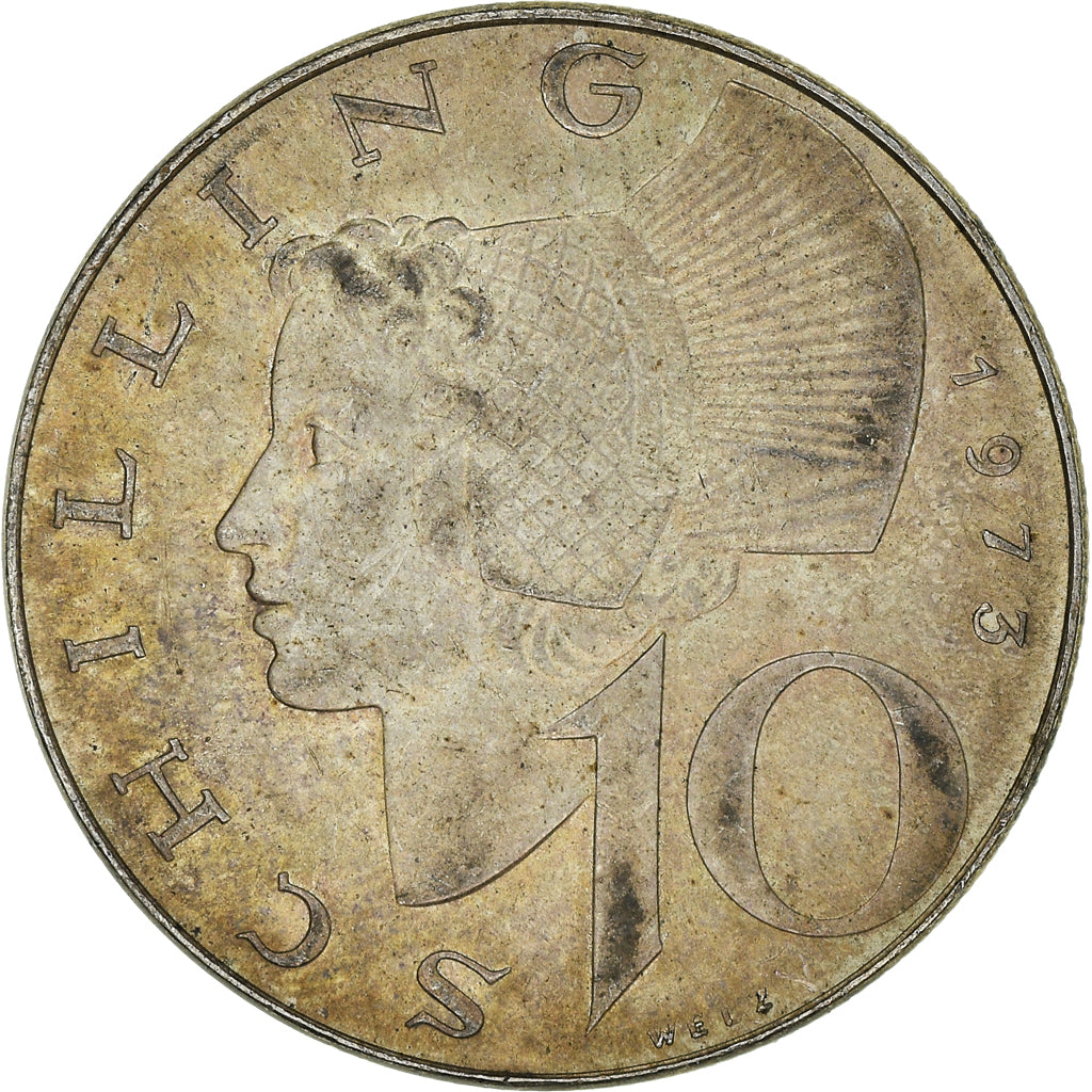 Munten, Oostenrijk, 10 Schilling, 1973, PR+, Zilver, KM:2882