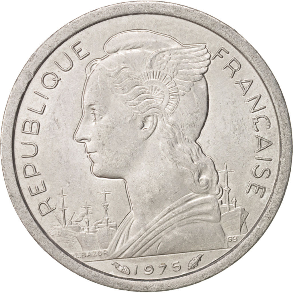 FRENCH AFARS & ISSAS, Franc, 1975, Paris, MS(63), Aluminum, KM:16