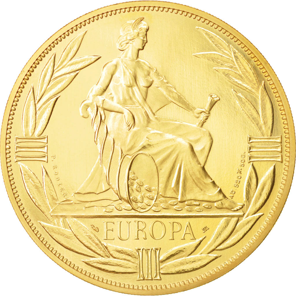 France, Ecu Europa, History, Medal, 1980, MS(65-70), Rodier, Gold