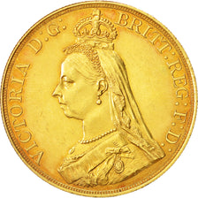Great Britain, Victoria, 5 Pounds, 1887, AU(55-58), Gold, KM:769