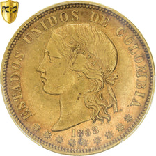 Moneda, Colombia, 20 Pesos, 1868, Bogota, PCGS, AU53, MBC+, Oro, KM:142.1