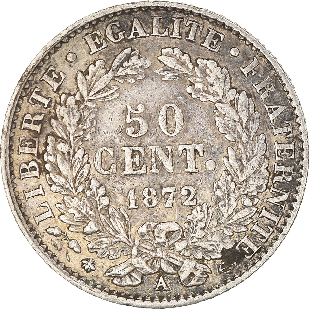 Coin, France, Cérès, 50 Centimes, 1872, Paris, AU(50-53), Silver, KM:834.1