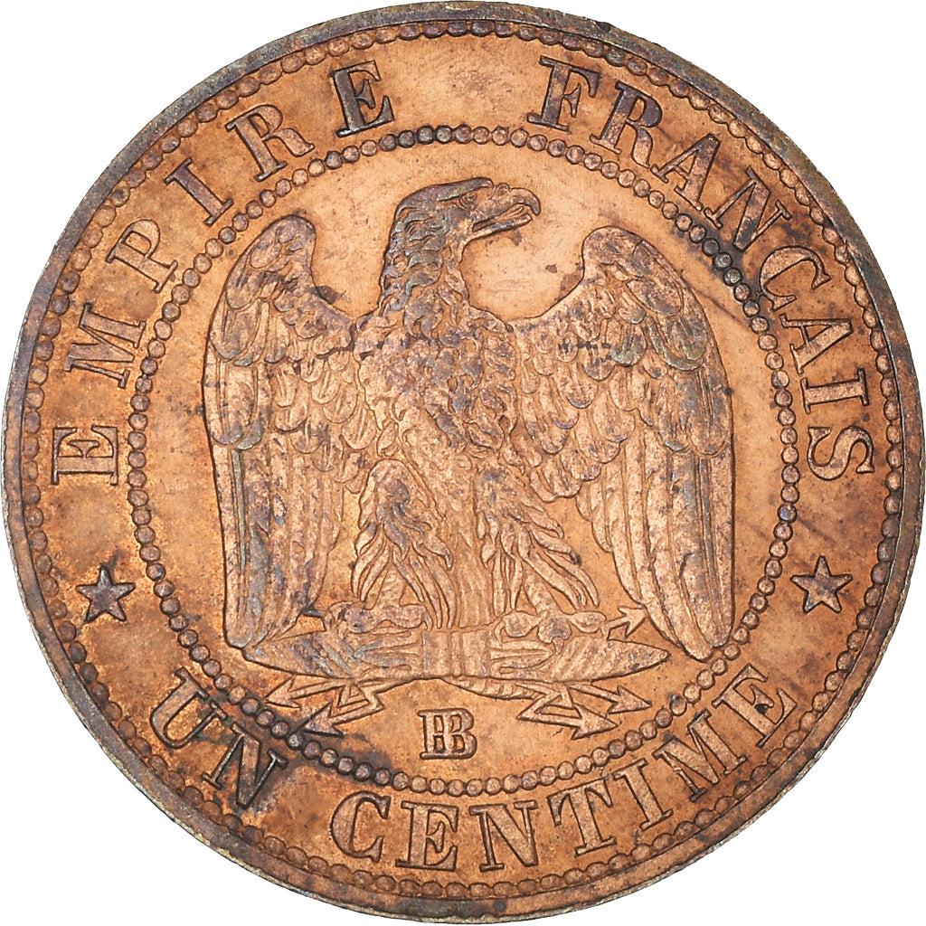 Moeda, França, Napoleon III, Napoléon III, Centime, 1853, Strasbourg, MS(63)