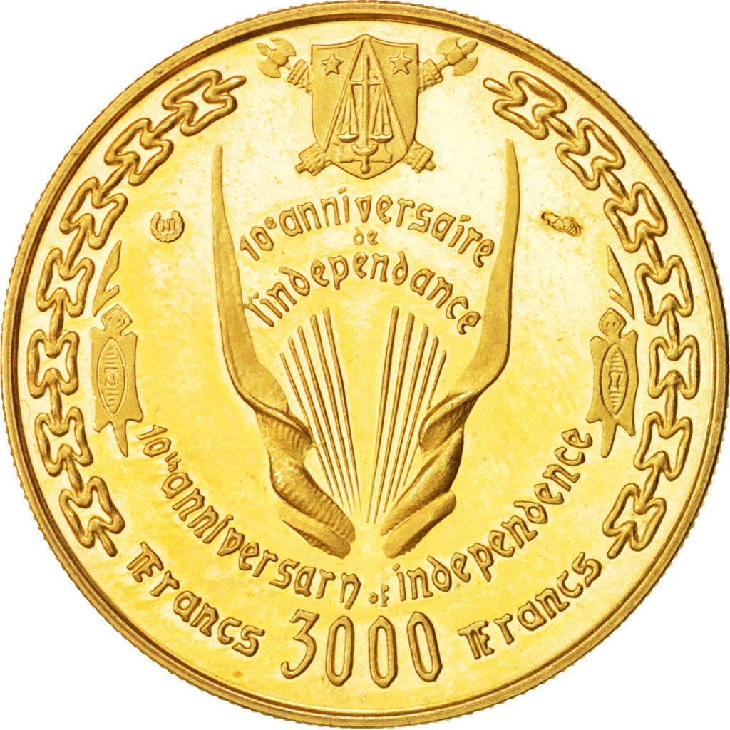 Cameroon, 3000 Francs Independence, 1970, Paris, MS(63), Gold, KM:19