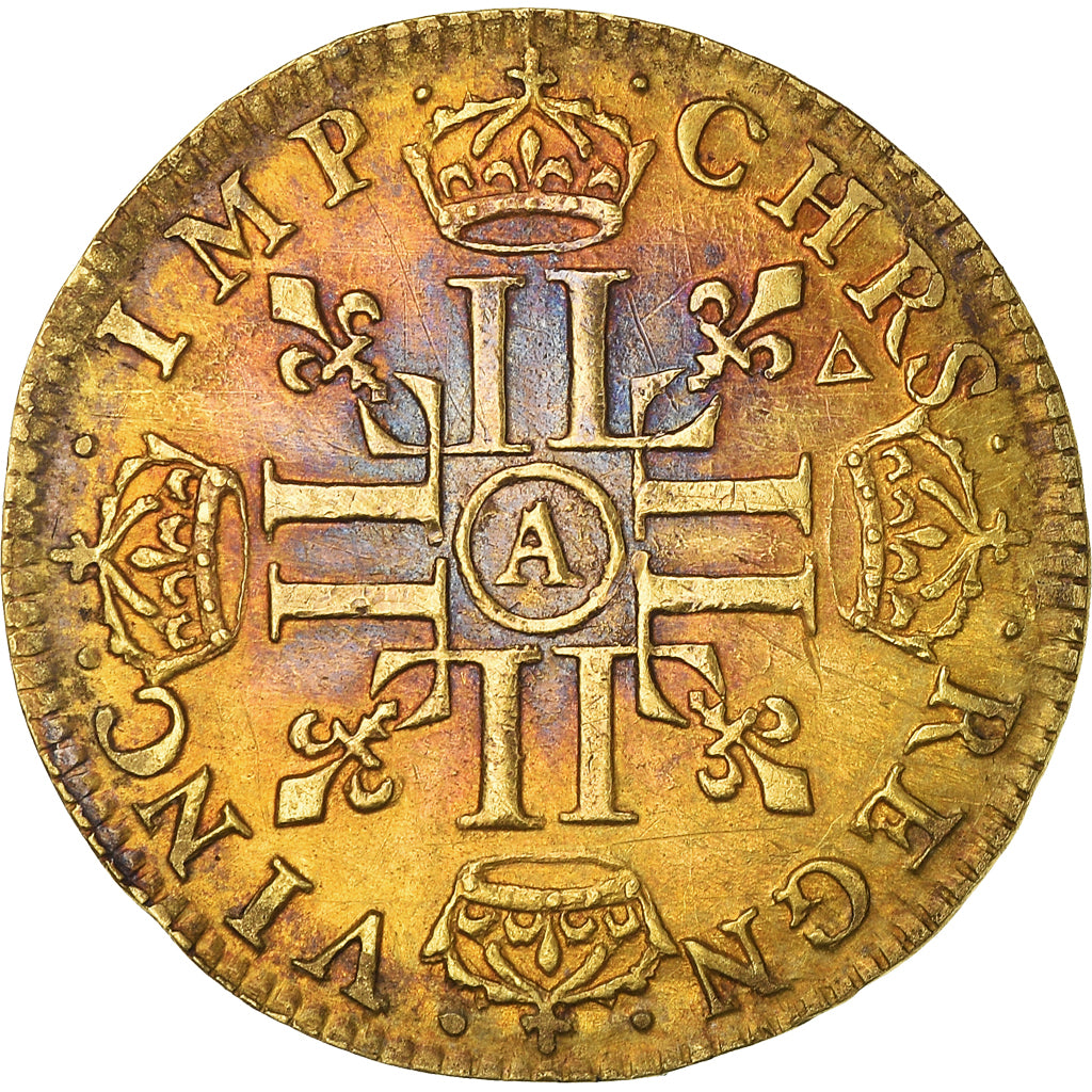 Moneta, Francja, Louis XIV, 1/2 Louis d'or à la mèche longue, 1/2 Louis d'or