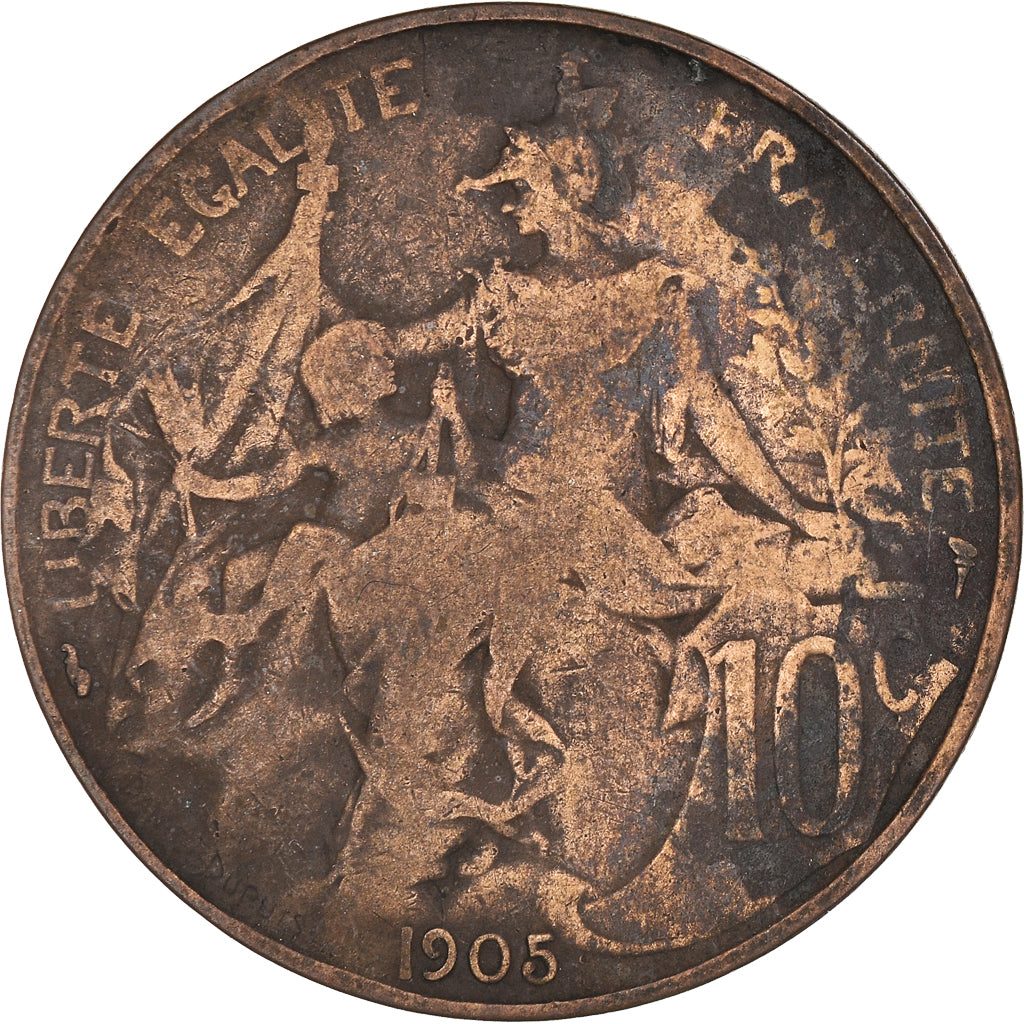 Moneta, Francja, Dupuis, 10 Centimes, 1905, Paris, VF(20-25), Brązowy, KM:843