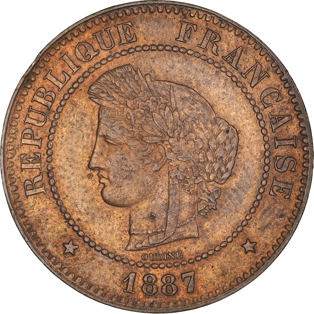Moneta, Francia, Cérès, 5 Centimes, 1887, Paris, SPL, Bronzo, KM:821.1
