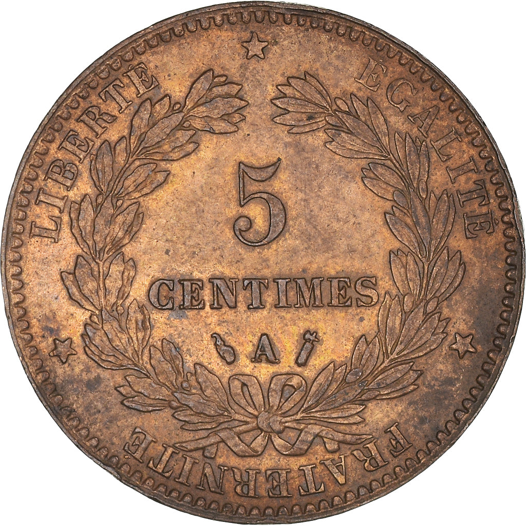 Moneta, Francia, Cérès, 5 Centimes, 1887, Paris, SPL, Bronzo, KM:821.1