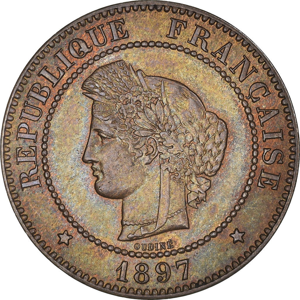 Coin, France, Cérès, 5 Centimes, 1897, Paris, MS(63), Bronze, KM:821.1
