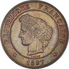Coin, France, Cérès, 5 Centimes, 1897, Paris, MS(63), Bronze, KM:821.1