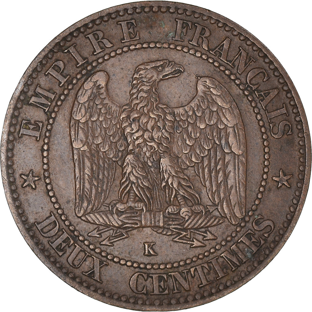 Münze, Frankreich, Napoleon III, 2 Centimes, 1862, Bordeaux, VZ+, Bronze