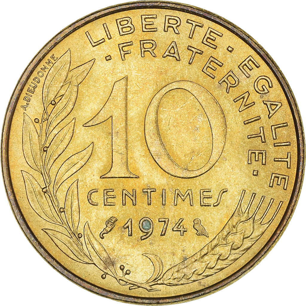 Munten, Frankrijk, Marianne, 10 Centimes, 1974, Paris, Lagriffoul, PR+