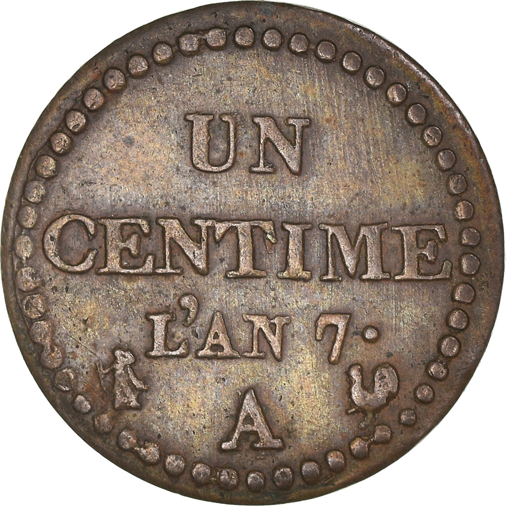 Moeda, França, Dupré, Centime, AN 7, Paris, EF(40-45), Bronze, KM:646