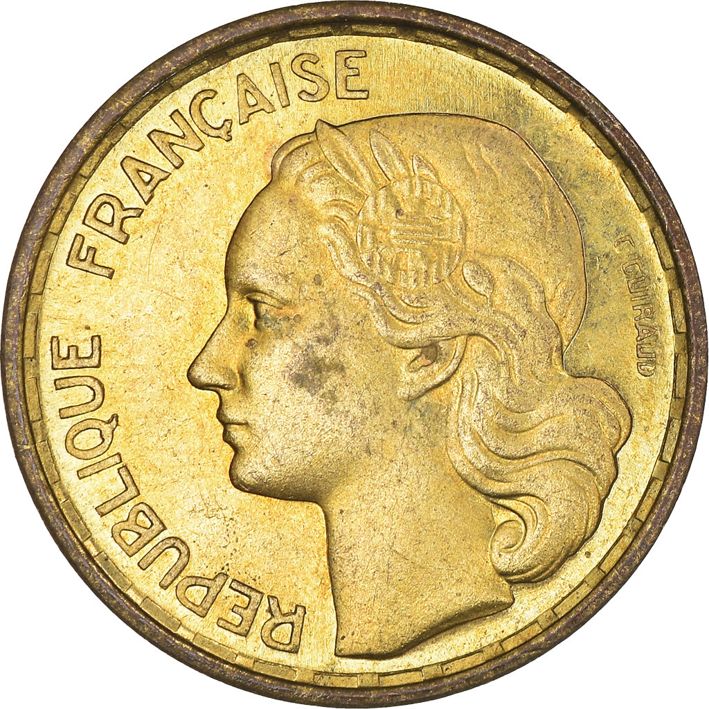 Coin, France, Guiraud, 10 Francs, 1958, Paris, MS(60-62), Aluminum-Bronze