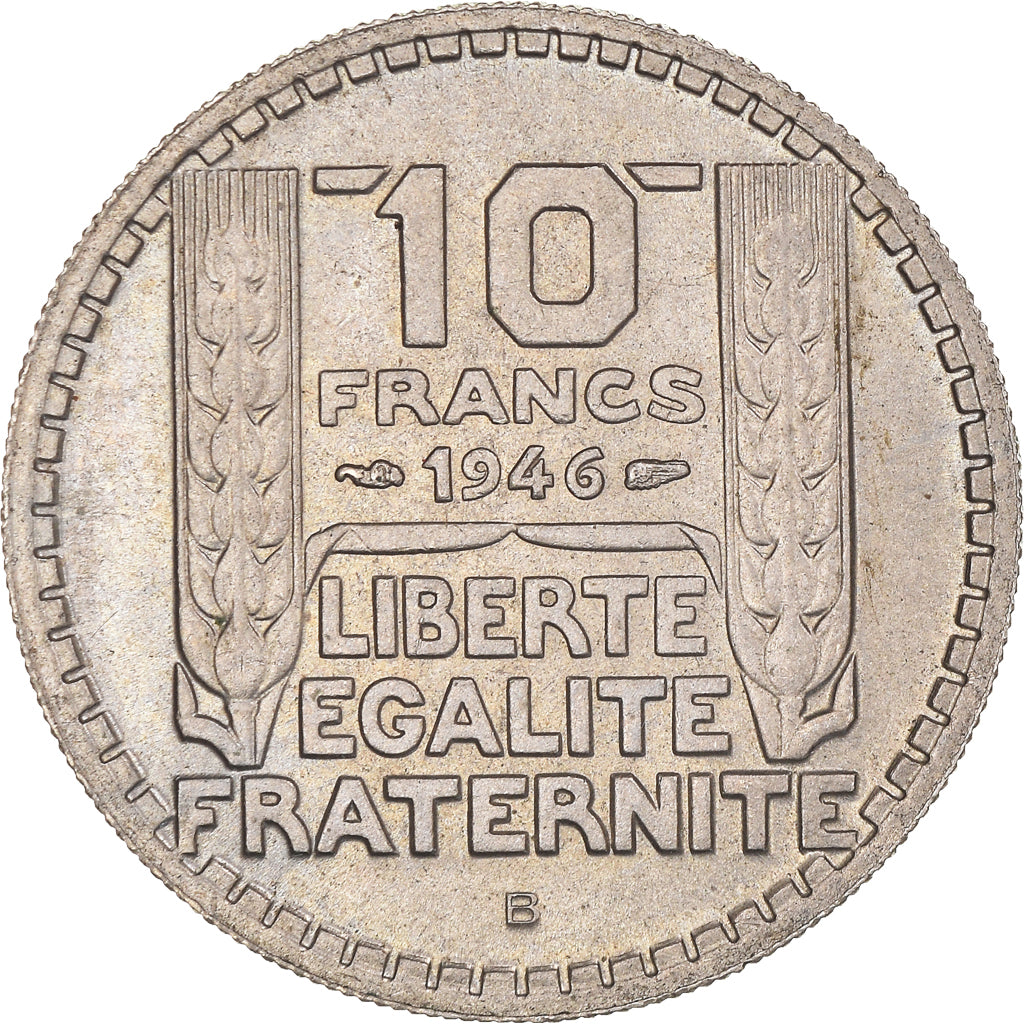 Coin, France, Turin, 10 Francs, 1946, Beaumont - Le Roger, Rameaux longs