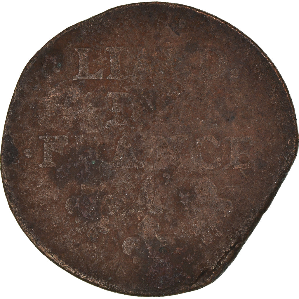 Münze, Frankreich, Louis XIV, Liard de France au buste juvénile, deuxième