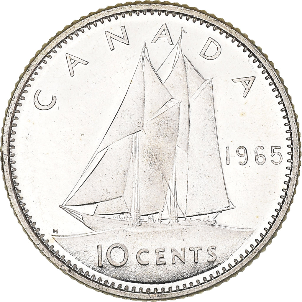 Moneta, Canada, Elizabeth II, 10 Cents, 1965, Royal Canadian Mint, Ottawa